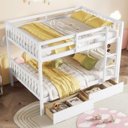 Orla Full Over Full Rubber Wood Bunk Bed with 2 Drawers