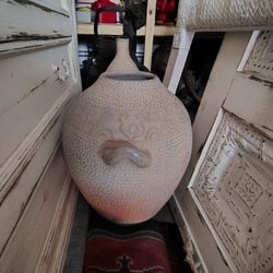 Set of 2 Large Decorative Terracotta Floor Vases / Urns (Over 2ft Tall)