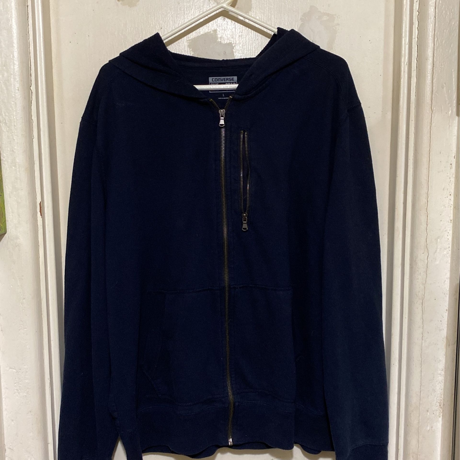 Black Converse Men’s Hoodie, Large Front Zip Pocket