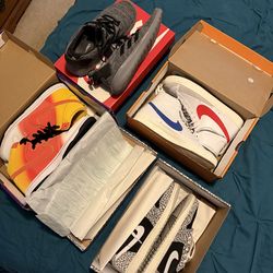 Lot of nike shoes and adidas