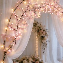 4 PCS / Pink Cherry Blossom Fairy String Lights, Festival Decoration Lights With Remote, DIY Couple Birthday Gift, USB Powered, Suitable For Party, We