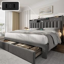 Dark Grey Queen Bed Frame 🛌