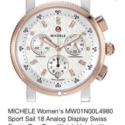 Michele Sport Sail Rose Gold Diamond Dial 38mm Ladies Watch