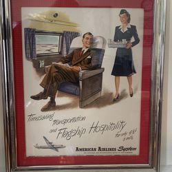 Vintage Framed Advertisement American Airlines 