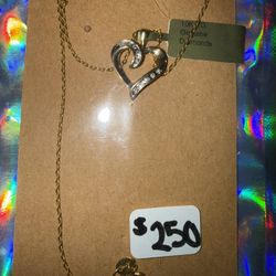 GORGEOUS New 10K Yellow Gold SOLID Heart Necklace with .75 TCW Natural Diamonds! 22”