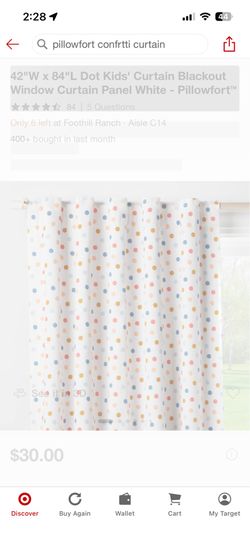 Pillowfort blackout polka dot curtains (2 panels)