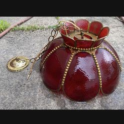 Vintage Red Lamp Shade.