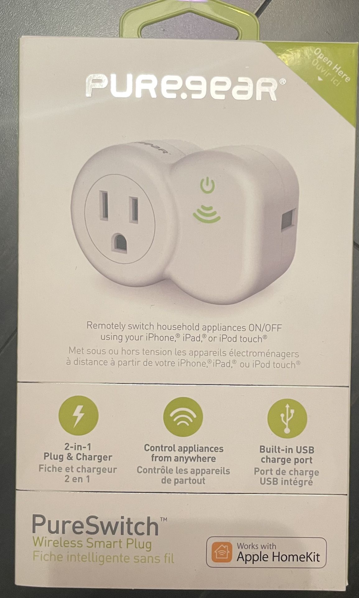 Brand New PureGear Smart Switch PureSwitch Wifi Controllable Outlet 120v USB Charging Port