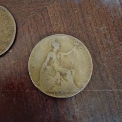 Great Britain One Penny coins 1906 and 1937