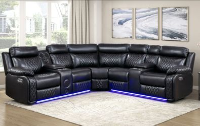 Power Led Bluetooth Speaker Reclining Sectional