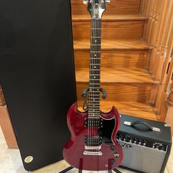 Epiphone SG Electric Guitar W/ Hardshell Case, Fender Amp