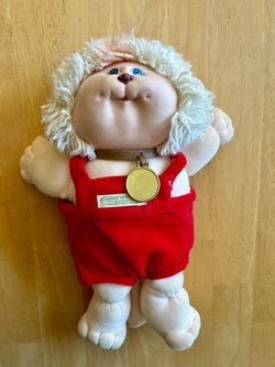 Vintage 1983 Cabbage Patch Kids Koosas Lion Plush Doll Red Overalls Coleco