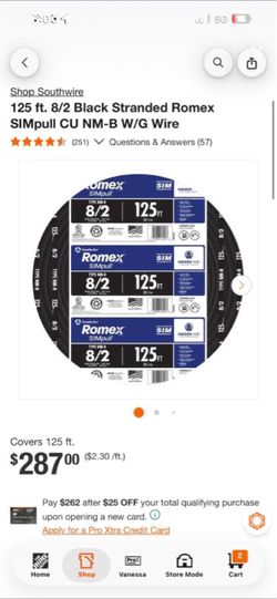 Southwire Romex SIMpull 8/2 NM-B Wire 125 ft