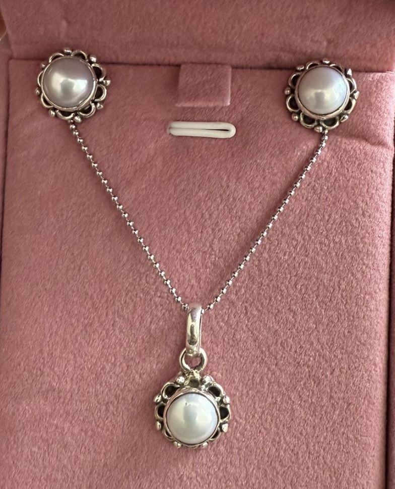 Wedding Solid Sterling Silver 925 Pendant Set