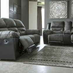 Earhart Slate Reclining Living Room Set


