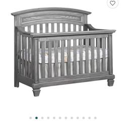 4 in 1 farmhouse convertible crib + Dresser With Changing Table Topper included