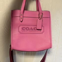 Pink leather coach bag
