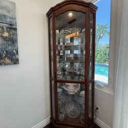  Corner Curio Cabinet With Lights,Display Cabinet with Adjustable Tempered Glass Shelves