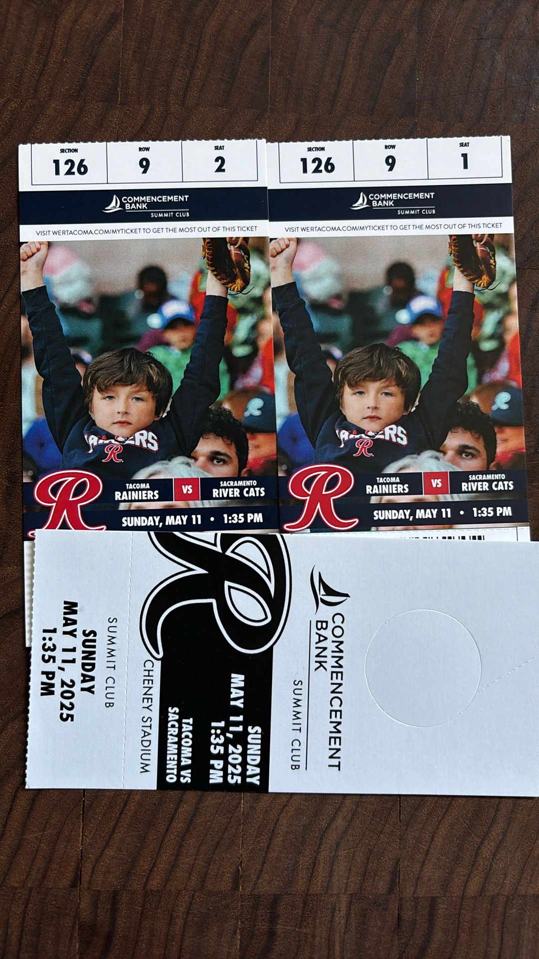 Two tickets to the Tacoma Rainiers