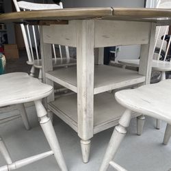 Rustic Farmhouse Table + 4 Chairs 
