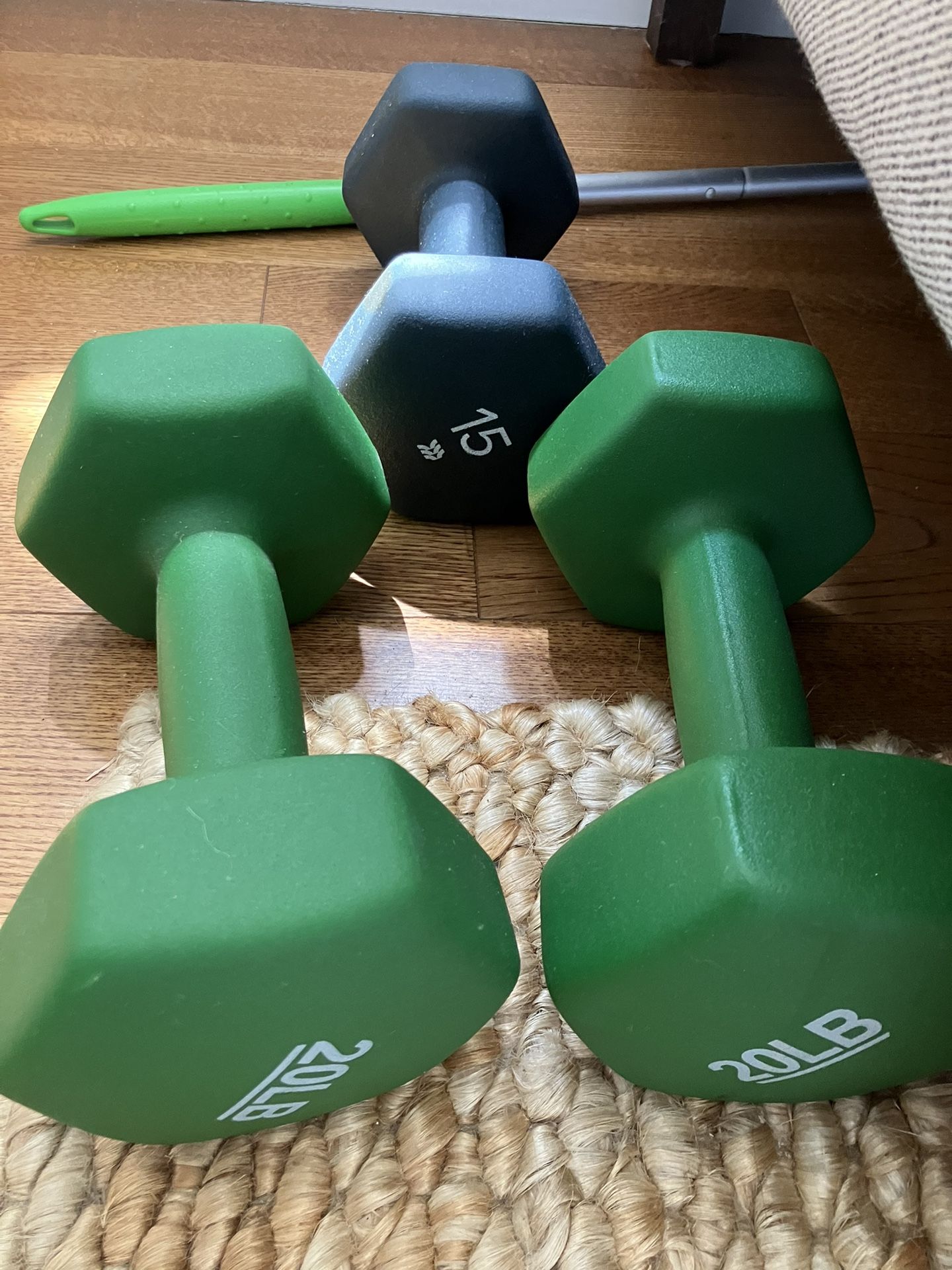 Iron Neoprene Dumbbells 15/20lbs, Bosu Ball, Yoga Mat, Boxing Gloves And jump rope removable weights
