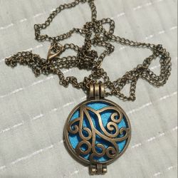 Round Brass Diffuser Locket Necklace 