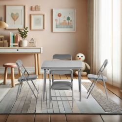 Homy Casa PAGE GREY 24" x 24" Table and Chair Set for Outdoor Seating
