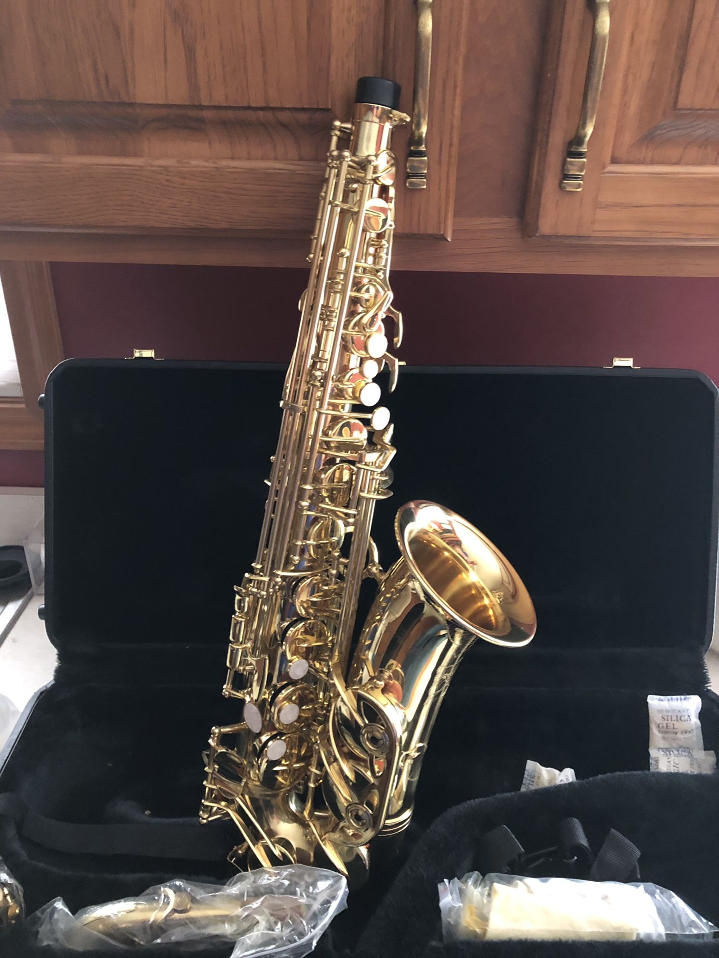 New saxophone with carrying case