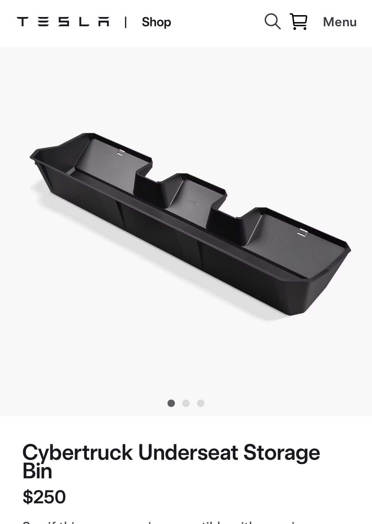 Cybertruck Underseat Storage Bin