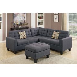 Blue Sectional Sofa With Ottoman 