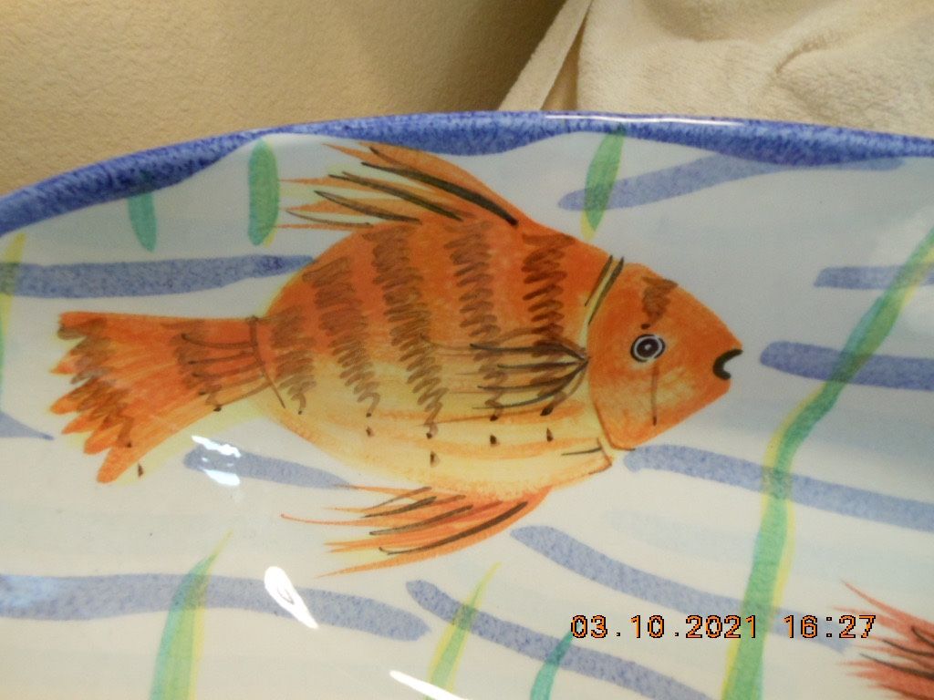 Colorful Hand-Painted Fish Serving Bowl