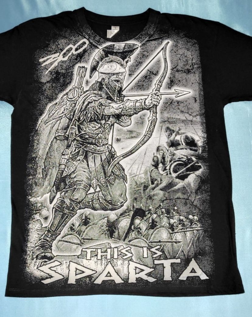 Unisex Made In Greece Greek Spartan Warrior 300 Size Large T-Shirt Imported From Greece