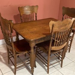 ANTIQUE DINING SET - SOLID WOOD TABLE + 6 CHAIRS 