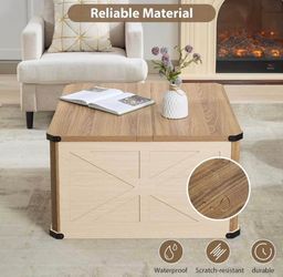 32" Farmhouse Coffee Table with Storage, Wood Lift Top Toy Chest & Blanket Trunk,