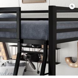 Twin-Over-Twin Bunk Beds with Heavy Duty Metal Frame and Ladder, Matte Black