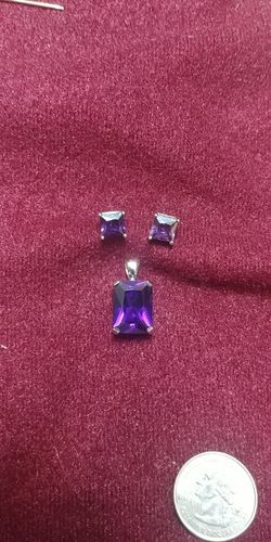Stunning simulated amethyst and sterling silver set