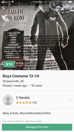 Boys costume 12-14