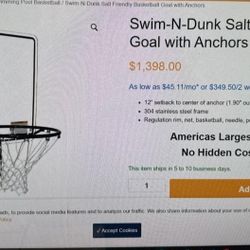 Swim N-Dunk salt friendly basketball goal with anchors