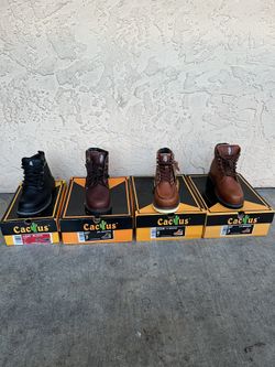 Leather Work Boots Men Size 6