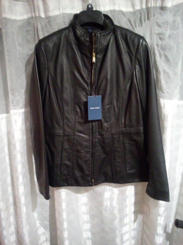 Cole Haan Womans Lamb Skin Leather Jacket 