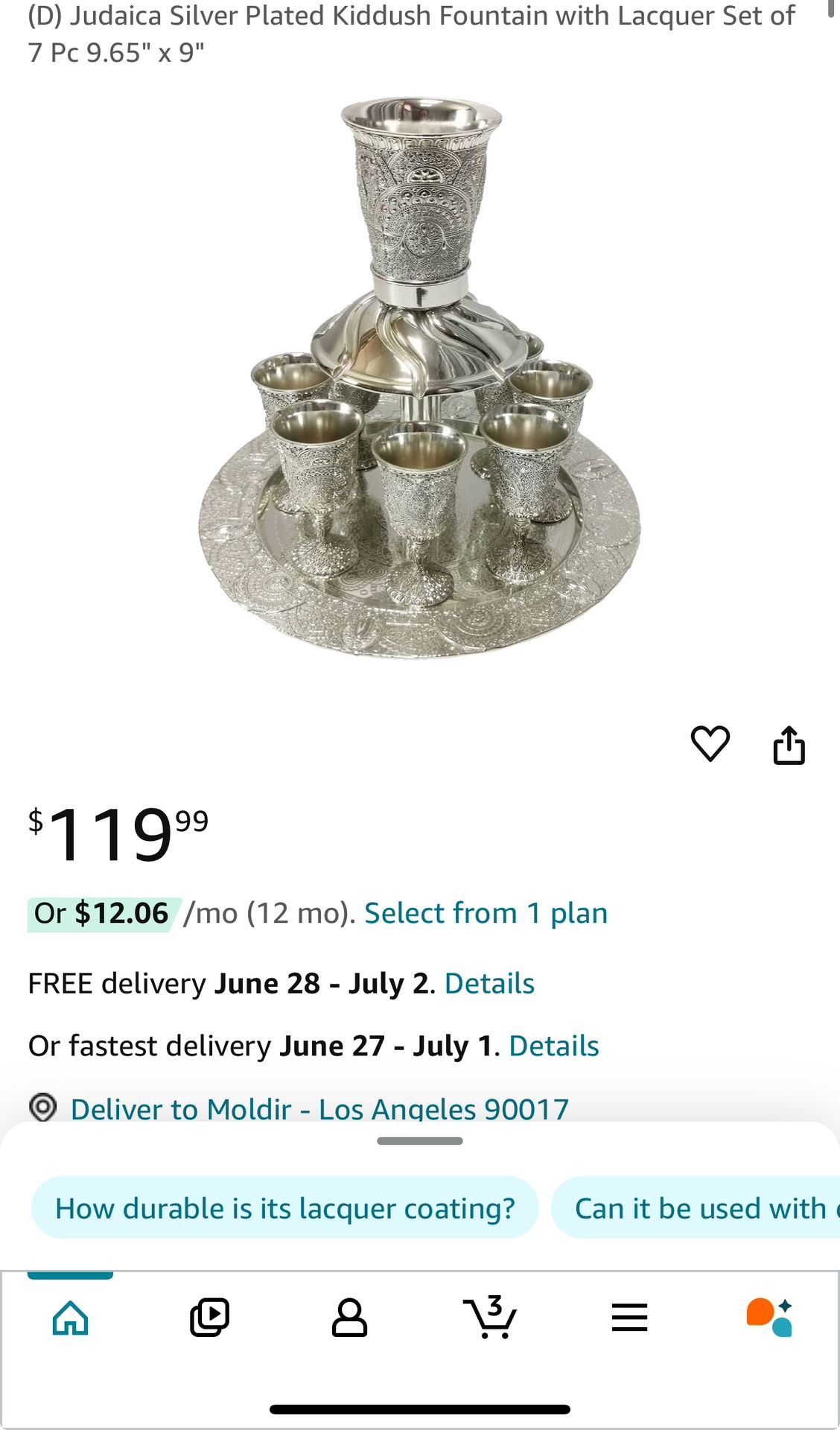 Vtg Karshi Judaica Silver Plated Kiddush Wine Fountain 8 Cups Grapes Theme &Tray