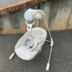 Ingenuity InLighten 5-Speed Baby Swing, Swivel Infant Seat, Nature Sounds