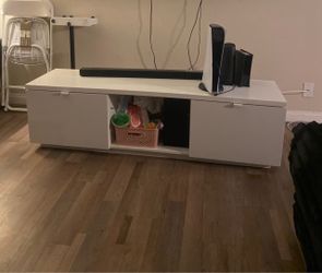 White TV Stand with Storage Cabinet