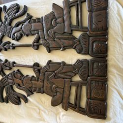 TWO TRIBAL HAND CARVED NATIVES HONDURAS 