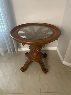 Round glass coffee table