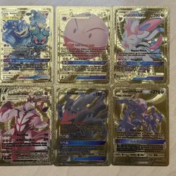 6 POKEMON GOLD FOIL FAN ART CARDS