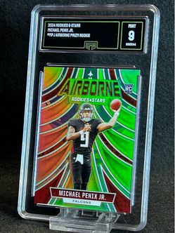 2024 Rookies & Stars 💥 Michael Penix Jr 💥 Airbourne Prizm Rookie GMA 9 Mint 💎 - Atlanta Falcons