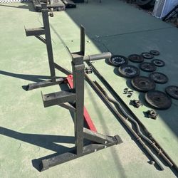 Squat Rack, Weights, Bars