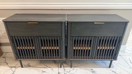 Set of 2 Black nightstands, tv stand, entertainment center.