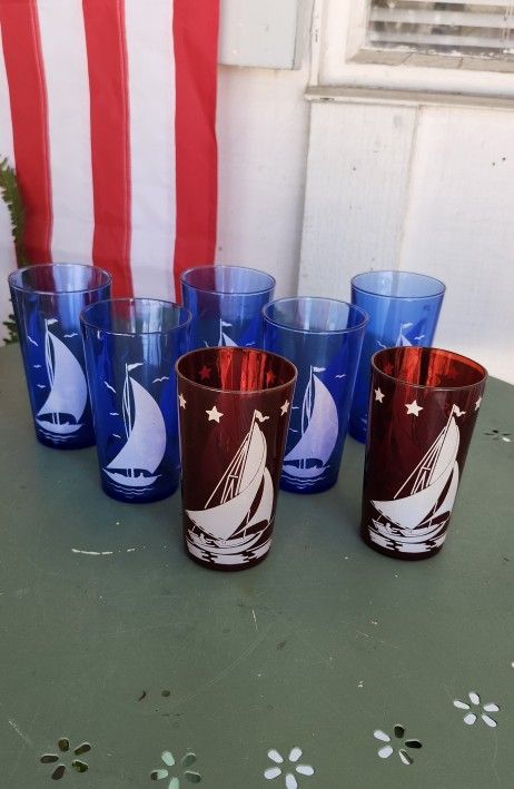 7 Vintage Glass Tumblers